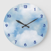Fluffige Weiße Wolken Große Wanduhr (Vorderseite)