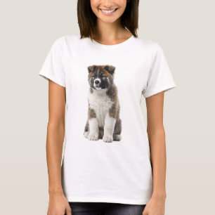 Fluffiger Akita-Welpen-Porträt Künstlerische Fraue T-Shirt