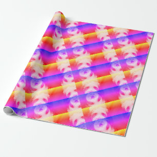 Fluffiger Hund Wiederholungsmuster mit tropischen  Geschenkpapier