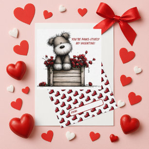 Fluffiger Hunde Valentinskarte für Kinder Mitteilungskarte