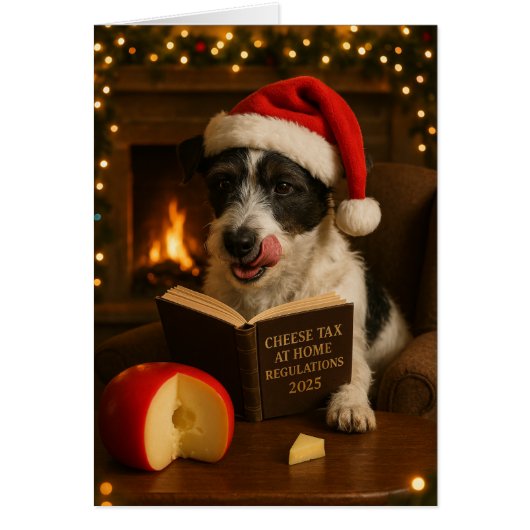 Fluffiger Jack Russell 'Käse-Steuer' Weihnachtskar (Vorne)