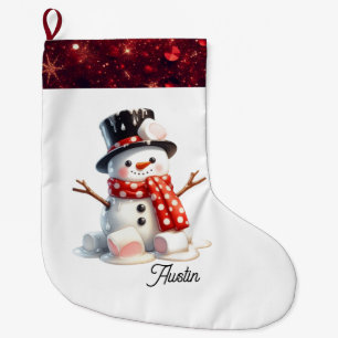 Fluffiger Marshmallow-Schneemann Großer Weihnachtsstrumpf