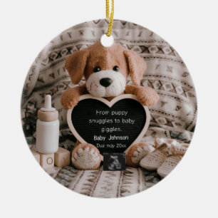 Fluffiger Welpen-Hundefreunde Schwangerschaftsankü Keramik Ornament