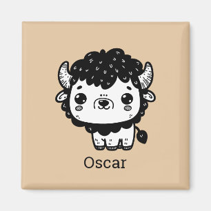 Fluffiges Bisonbaby - Kawaii Farmtier Kunst Magnet