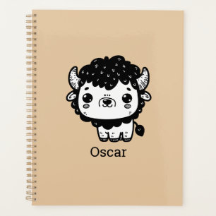 Fluffiges Bisonbaby - Kawaii Farmtier Kunst Planer