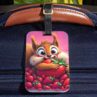 Fluffiges Eichhörnchen “Erdbeeren verrückt”, lusti Gepäckanhänger