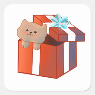 Fluffiges Geschenk Quadratischer Aufkleber