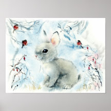 Fluffiges Kaninchen im Schnee