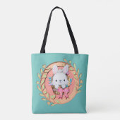 Fluffiges Kaninchen sitzt im Osterkorb 3D-Design Tasche (Rückseite)