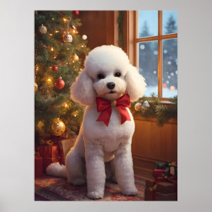 Fluffiges Pudel-Weihnachtsposter Poster