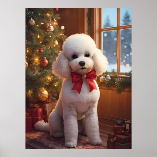 Fluffiges Pudel-Weihnachtsposter Poster (Vorne)