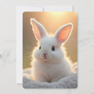 Fluffiges, süßes, weißes Kaninchen, individuell an Feiertagskarte