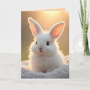 Fluffiges, süßes, weißes Kaninchen, individuell an Feiertagskarte