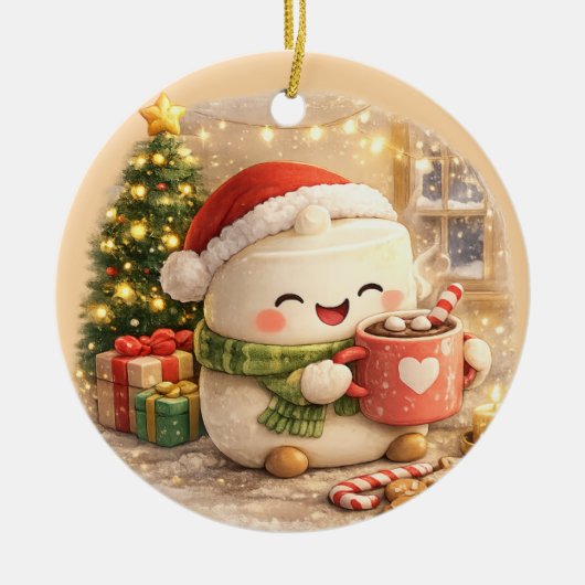 Fluffiges Weihnachten  Keramik Ornament (Vorne)