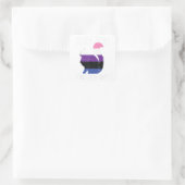 Fluffin Fluff Gender Fluid Pride Katze Quadratischer Aufkleber (Tasche)