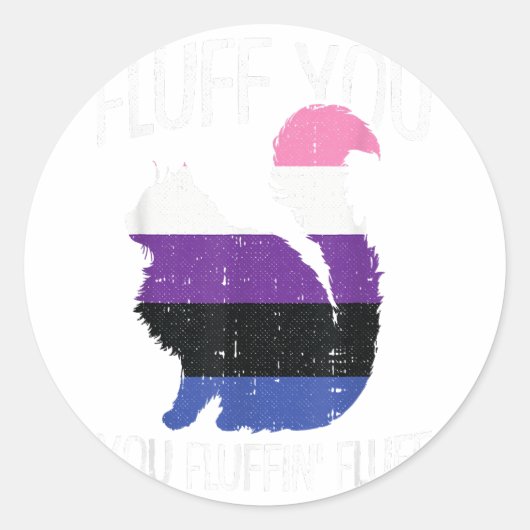 Fluffin Fluff Gender Fluid Pride Katze Runder Aufkleber (Vorderseite)