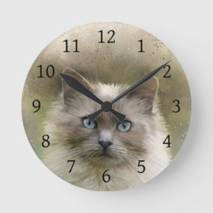 Fluffly Cat 694 Runde Wanduhr