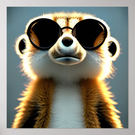Fluffy 3D meerkat mit Sonnenbrille Poster (Vorne)
