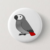 Fluffy afrikanischer Papagei-Cartoon zeichnend Button (Vorderseite)