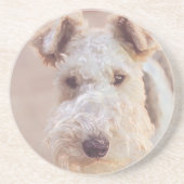 Fluffy Airedale Welsh Terrier Type Doppy Welpe Getränkeuntersetzer (Vorne)