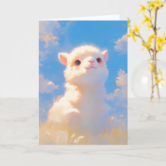 Fluffy Alpaca Wonder Karte (Gelbe Blume)