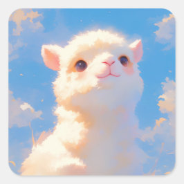 Fluffy Alpaca Wonder Quadratischer Aufkleber