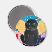Fluffy Angel Cat Magnet (Vorderseite/Rückseite)