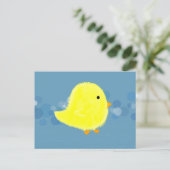 Fluffy Baby Chick mit Blue Bubbles Postkarte (Stehend Vorderseite)