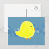 Fluffy Baby Chick mit Blue Bubbles Postkarte (Vorne/Hinten)