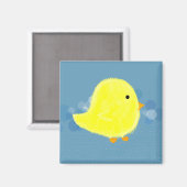 Fluffy Baby Chick mit Blue Square Magnet (Vorderseite/Rückseite)