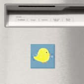 Fluffy Baby Chick mit Blue Square Magnet (In Situ (Geschirrspüler))