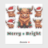 Fluffy Baby Highland Cow Drink Kaffee Oversified T Aufkleber (Blatt)