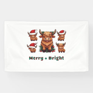 Fluffy Baby Highland Cow Drink Kaffee Oversified T Banner