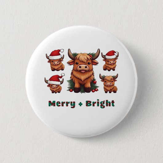 Fluffy Baby Highland Cow Drink Kaffee Oversified T Button (Vorderseite)