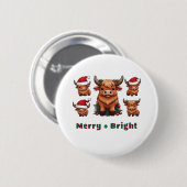 Fluffy Baby Highland Cow Drink Kaffee Oversified T Button (Vorne & Hinten)
