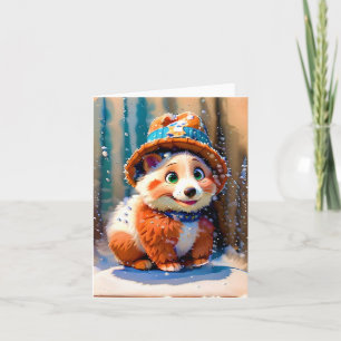 Fluffy Bear im Winter Hat Christmas Design OWN ART Karte