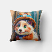 Fluffy Bear im Winter Hat Christmas Design OWN ART Kissen (Rückseite)