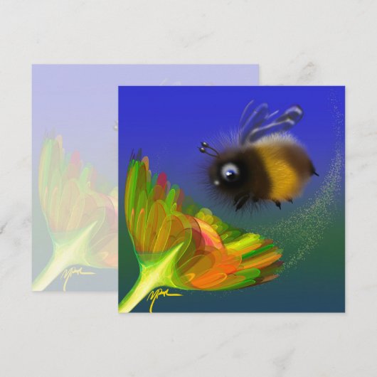 Fluffy bee Invitation Einladung (Vorne/Hinten)