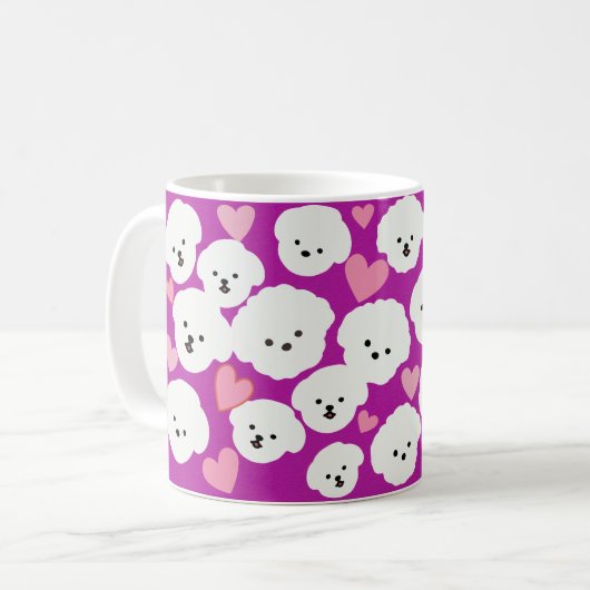 Fluffy Bichon and Hearts Tasse (Vorderseite Links)