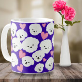 Fluffy Bichon and Hearts Tasse