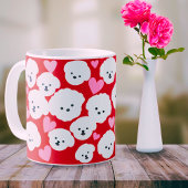 Fluffy Bichon and Hearts Tasse