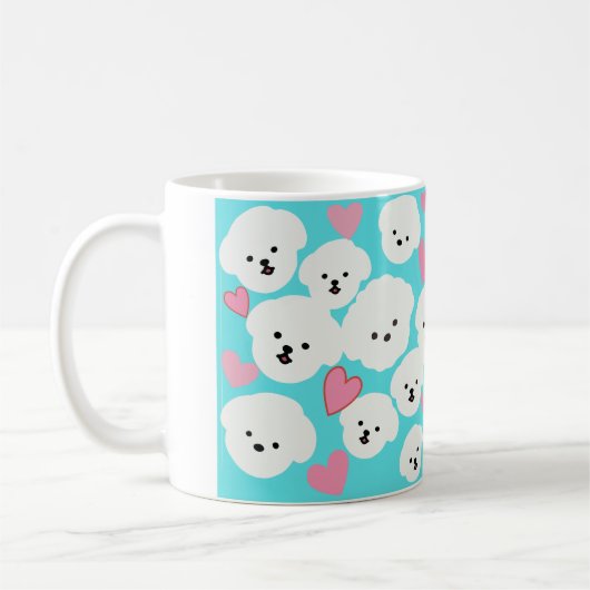 Fluffy Bichon and Hearts Tasse (Links)