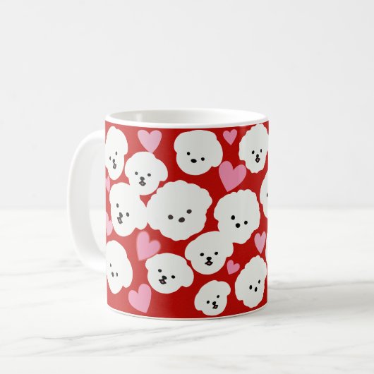 Fluffy Bichon and Hearts Tasse (Vorderseite Links)
