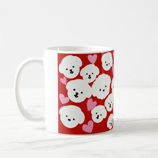 Fluffy Bichon and Hearts Tasse (Links)