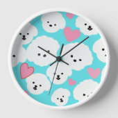 Fluffy Bichon and Hearts Uhr (Vorderseite)