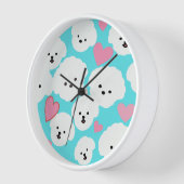 Fluffy Bichon and Hearts Uhr (Winkel)