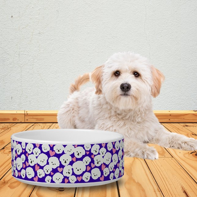 Fluffy Bichon Faces and Hearts Pet Bowl Napf (Von Creator hochgeladen)