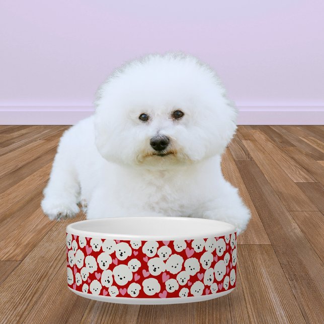 Fluffy Bichon Faces and Hearts Pet Bowl Napf (Von Creator hochgeladen)
