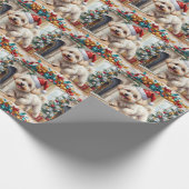 Fluffy Bichon Frise Dog Joyful Christmas Geschenkpapier (Ecke)