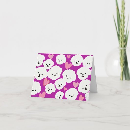 Fluffy Bichons und Herz Karte (Vorderseite)